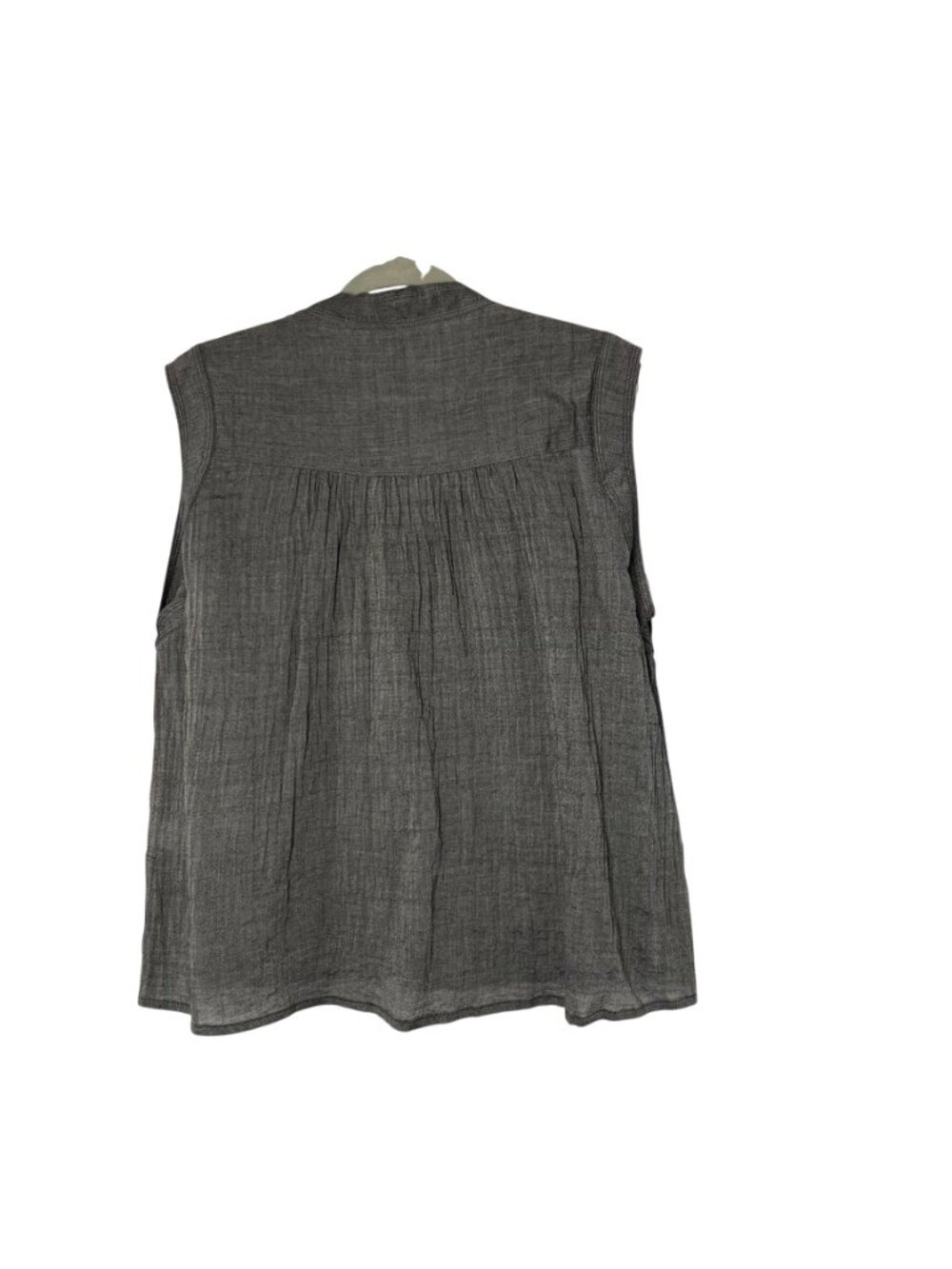 Lucky Brand Gray Textured Sleeveless Tie Neck Blouse Womens L/XL? Used Boho - Picture 2 of 13